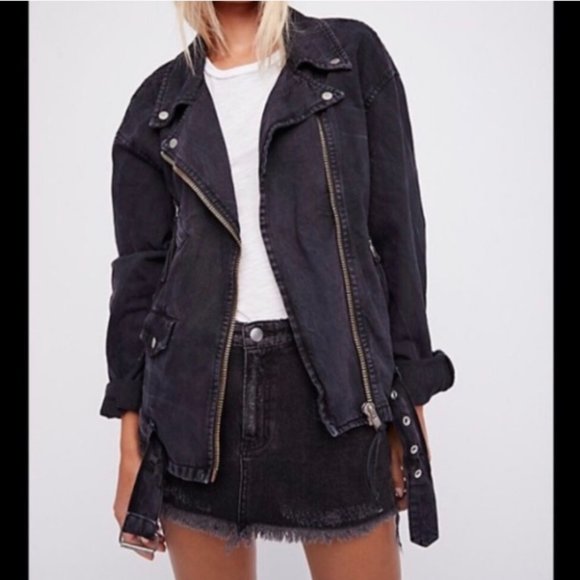 free people denim moto jacket